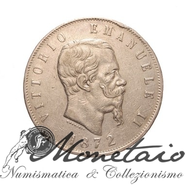 5 Lire 1872 Milano 2° Tipo