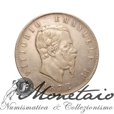 5 Lire 1872 Milano 2° Tipo