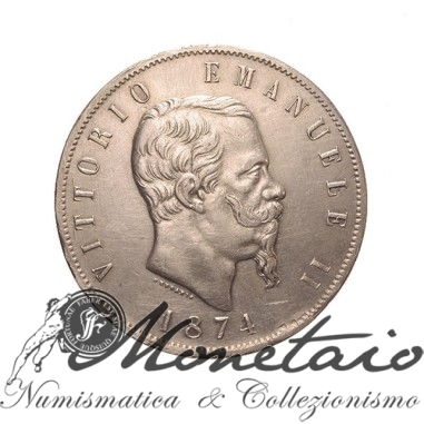 5 Lire 1874 Milano 2° Tipo