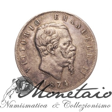 5 Lire 1874 Milano 2° Tipo