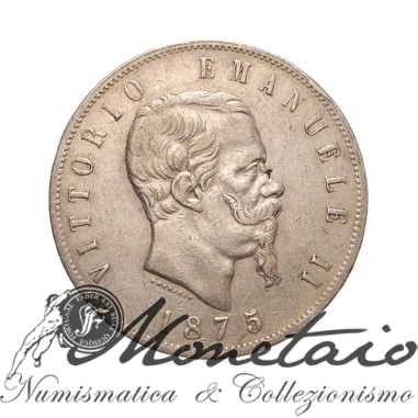 5 Lire 1875 Milano 2° Tipo