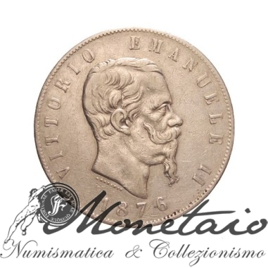 5 Lire 1876 Roma 2° Tipo