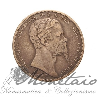 5 Lire 1850 Genova - Vittorio Emanuele II