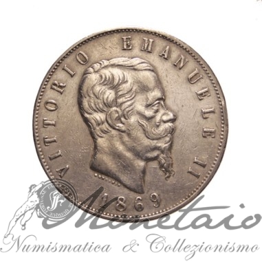 5 Lire 1869 Milano 2° Tipo