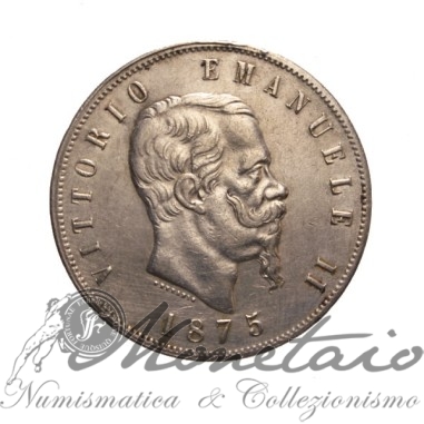 5 Lire 1875 Milano 2° Tipo