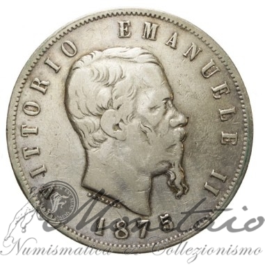 5 Lire 1875 Milano 2° Tipo