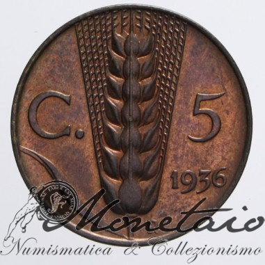 5 Centesimi 1936 "Spiga"