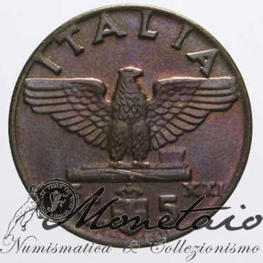 5 Centesimi 1943 "Impero" del 2° Tipo