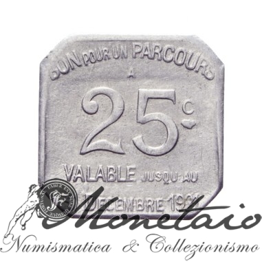 Gettone Trasporti 25 Centimes 1921 Parigi