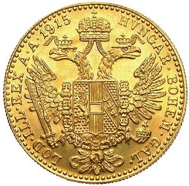 Ducato austriaco in oro con aquila bicipite e stemma imperiale